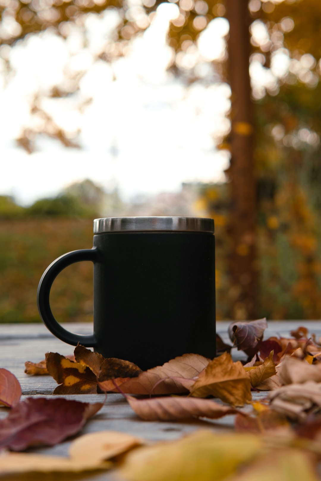 a black mug on a table