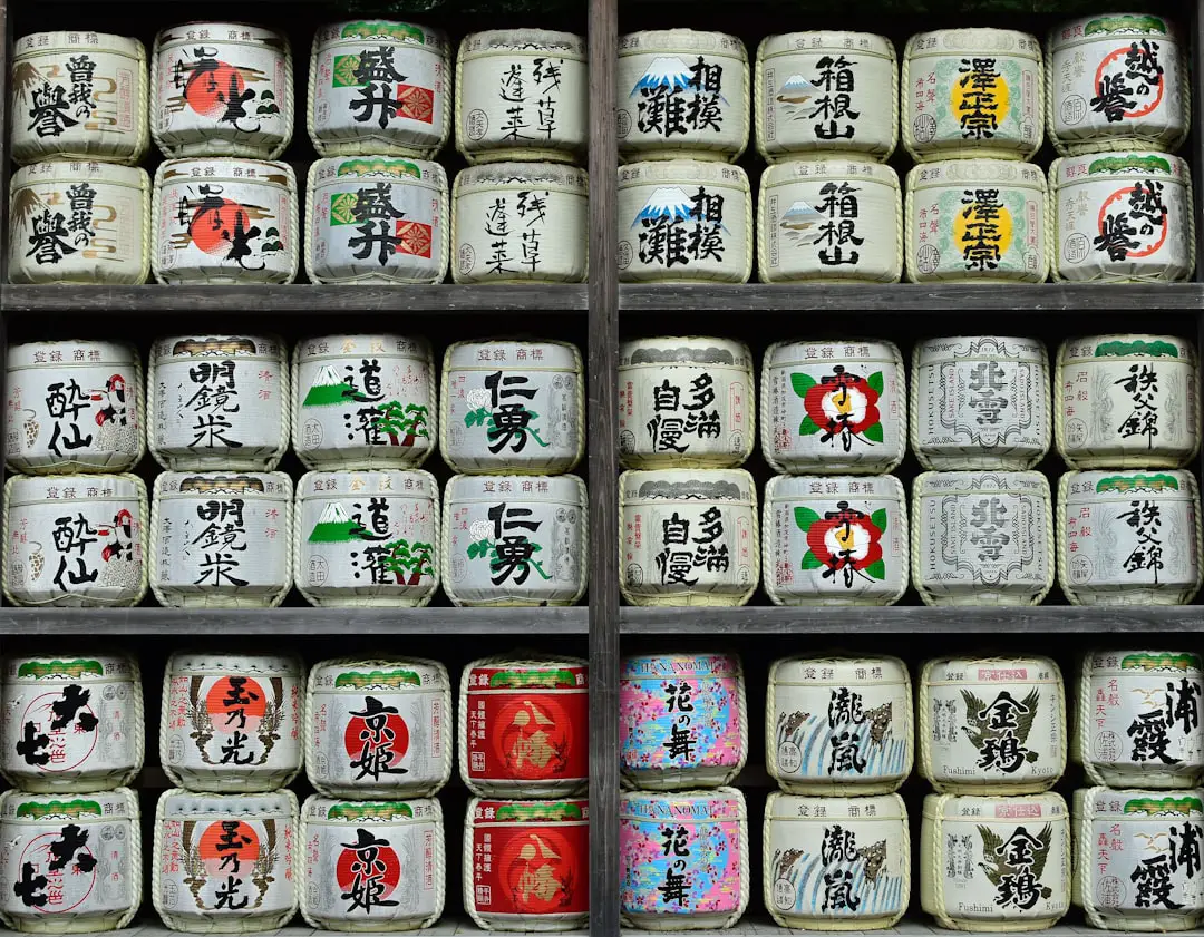 a shelf with many jars of food on it